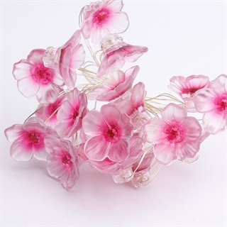 Batteridrevet kobber lyskæde med kirsebærblomster - lilla 